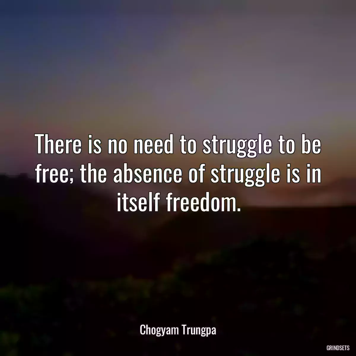 There is no need to struggle to be free; the absence of struggle is in itself freedom.