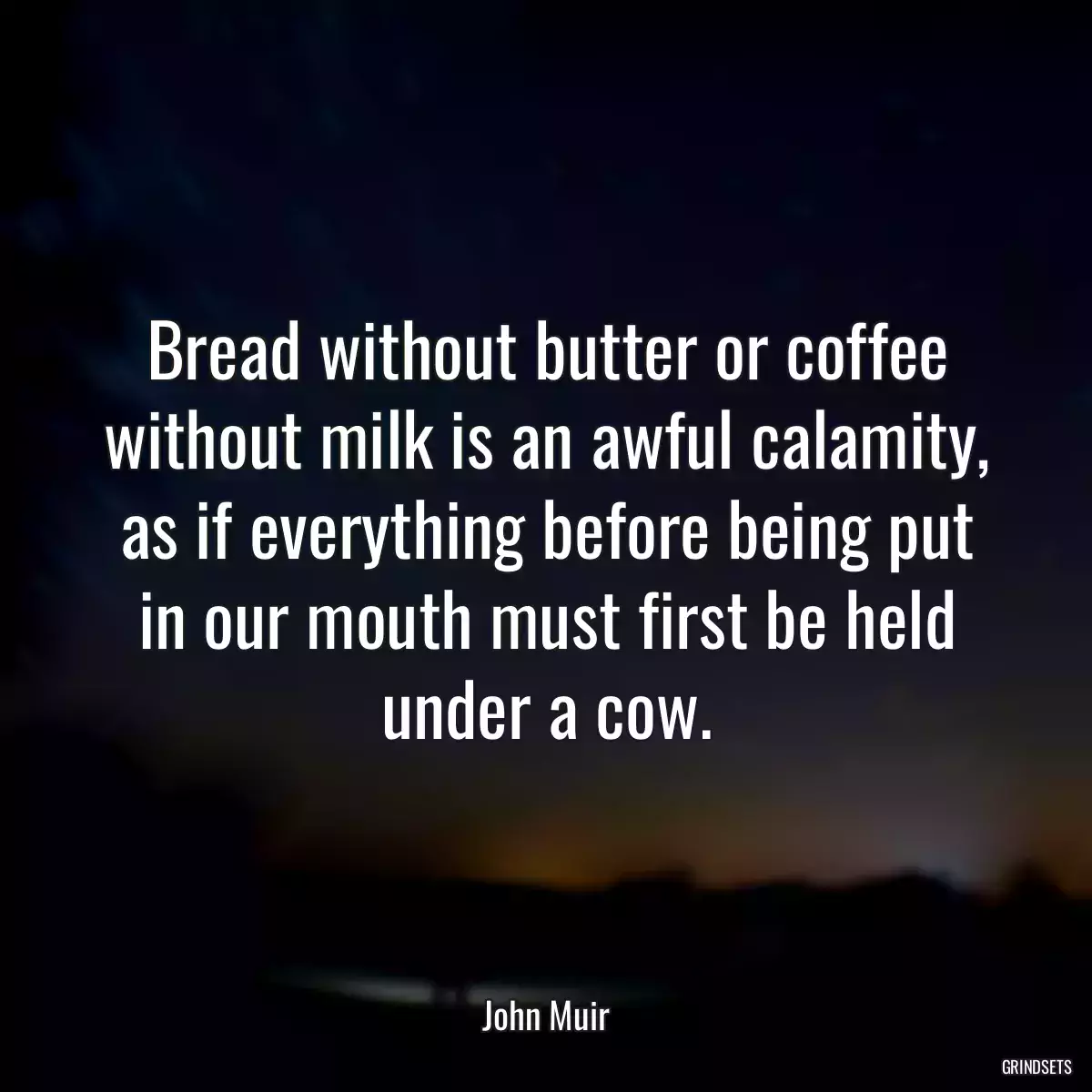 Bread without butter or coffee without milk is an awful calamity, as if everything before being put in our mouth must first be held under a cow.