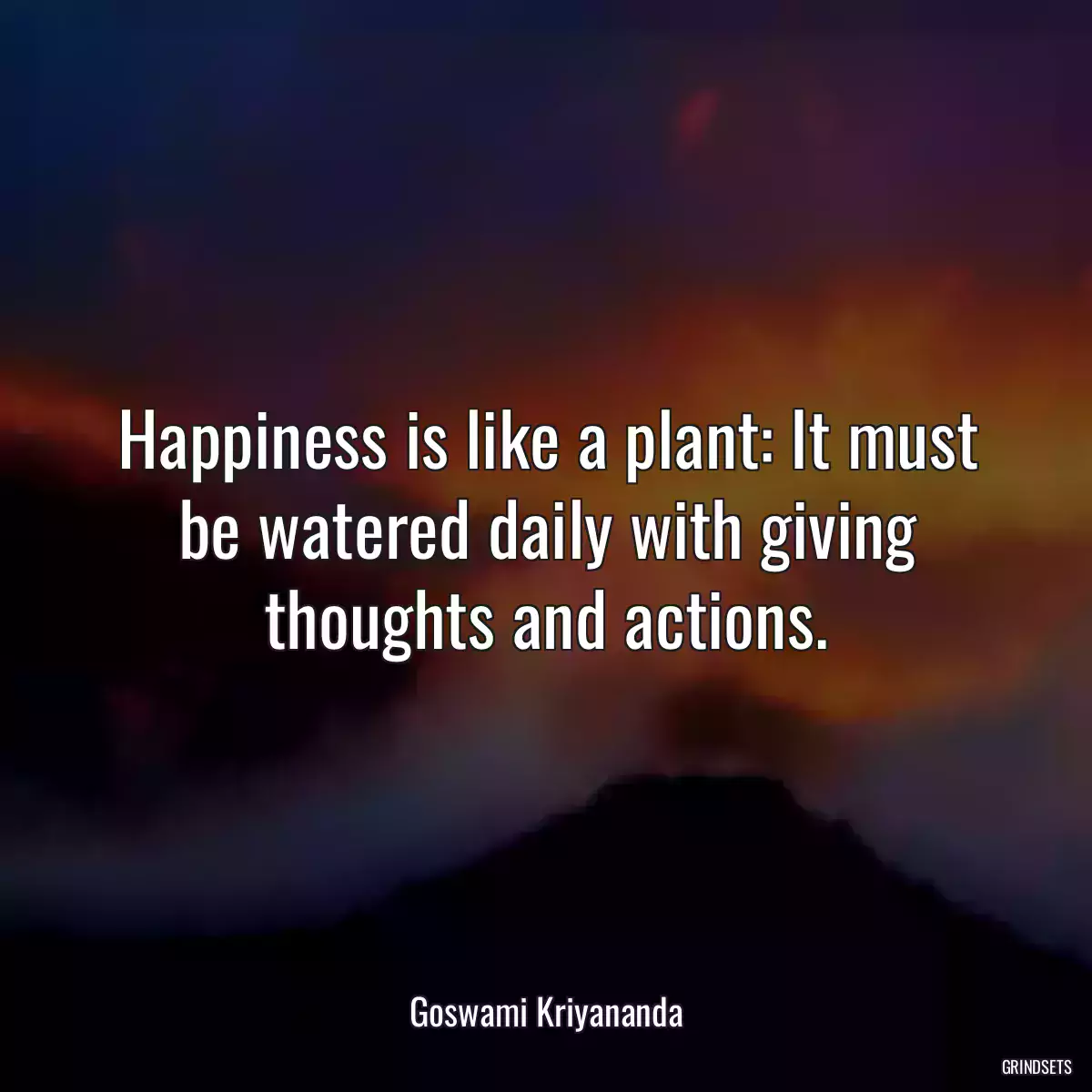 Happiness is like a plant: It must be watered daily with giving thoughts and actions.