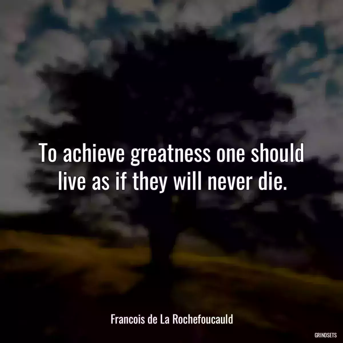 To achieve greatness one should live as if they will never die.