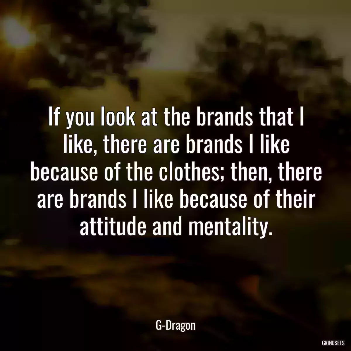 If you look at the brands that I like, there are brands I like because of the clothes; then, there are brands I like because of their attitude and mentality.