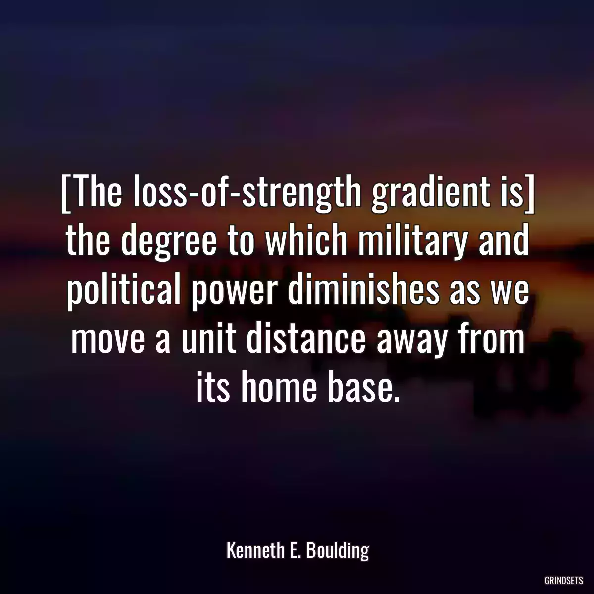 [The loss-of-strength gradient is] the degree to which military and political power diminishes as we move a unit distance away from its home base.