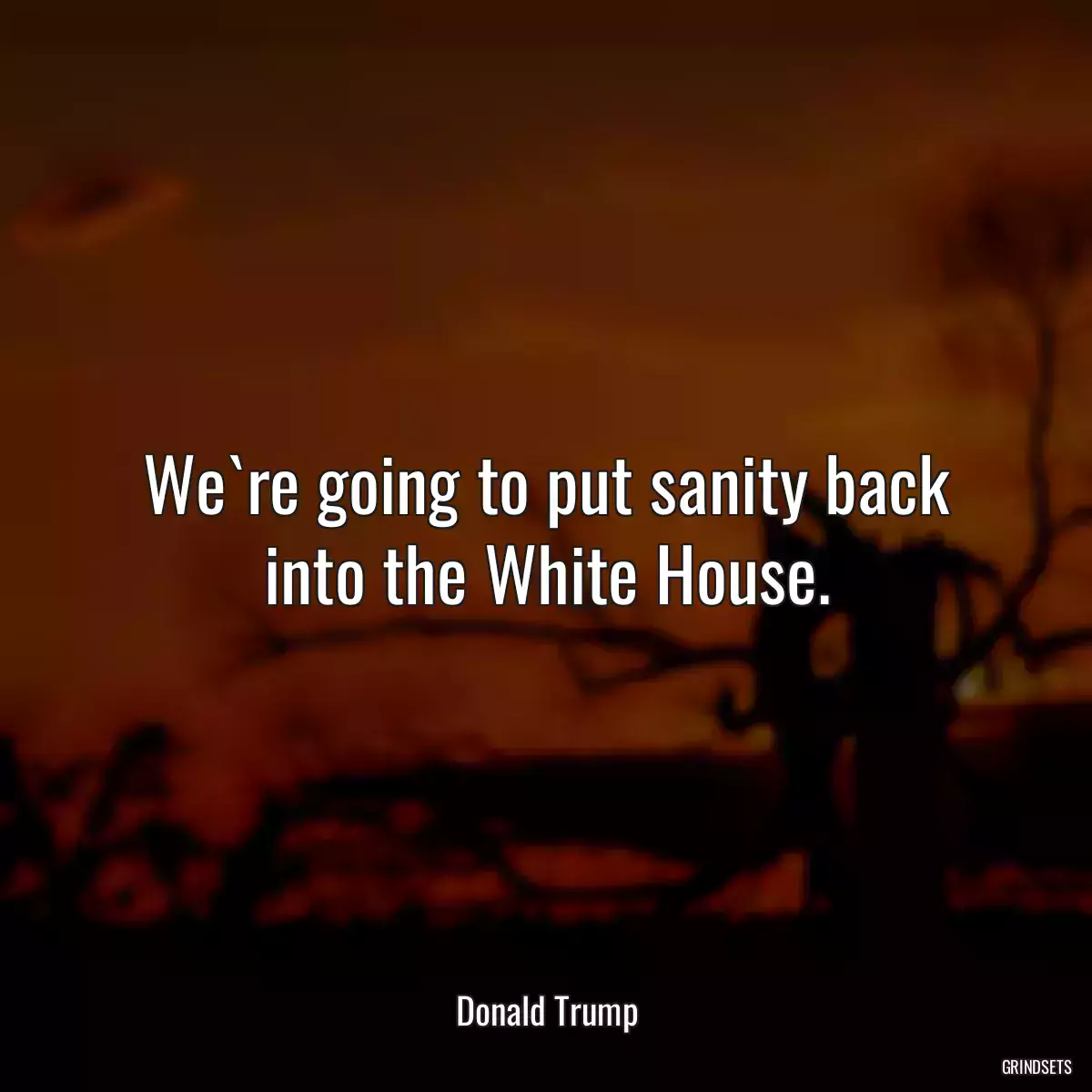 We`re going to put sanity back into the White House.