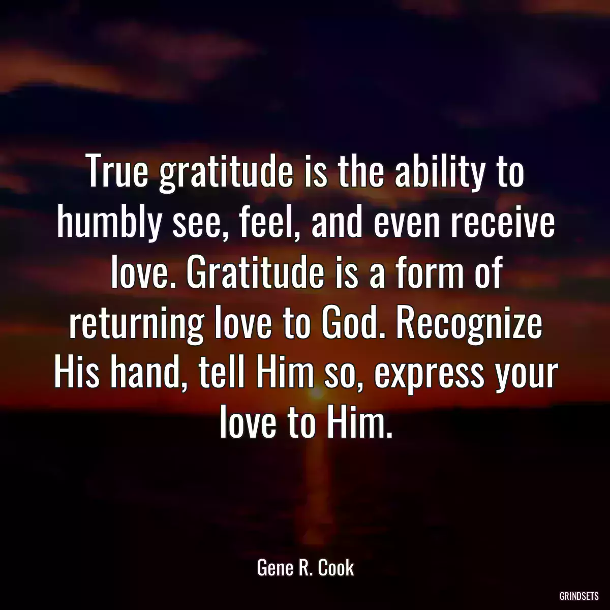 True gratitude is the ability to humbly see, feel, and even receive love. Gratitude is a form of returning love to God. Recognize His hand, tell Him so, express your love to Him.