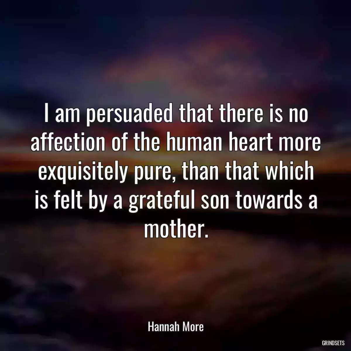 I am persuaded that there is no affection of the human heart more exquisitely pure, than that which is felt by a grateful son towards a mother.