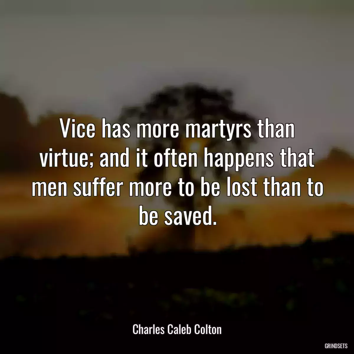 Vice has more martyrs than virtue; and it often happens that men suffer more to be lost than to be saved.