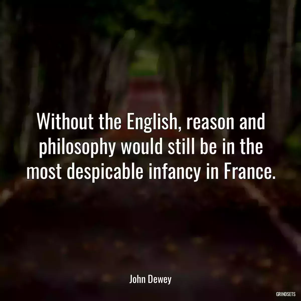 Without the English, reason and philosophy would still be in the most despicable infancy in France.