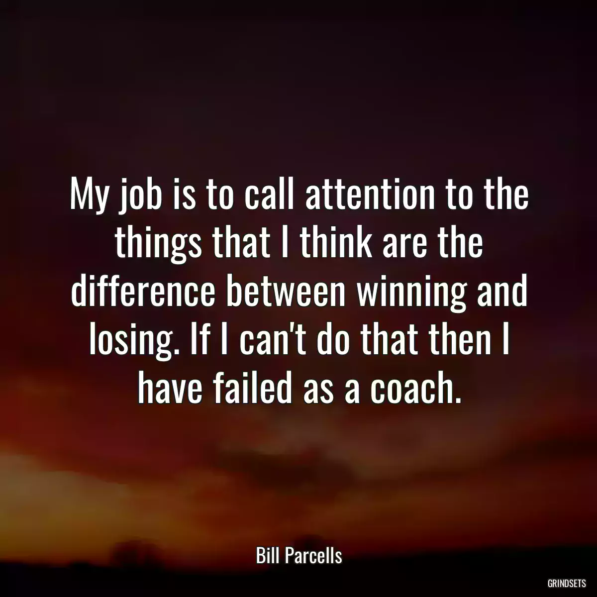 My job is to call attention to the things that I think are the difference between winning and losing. If I can\'t do that then I have failed as a coach.