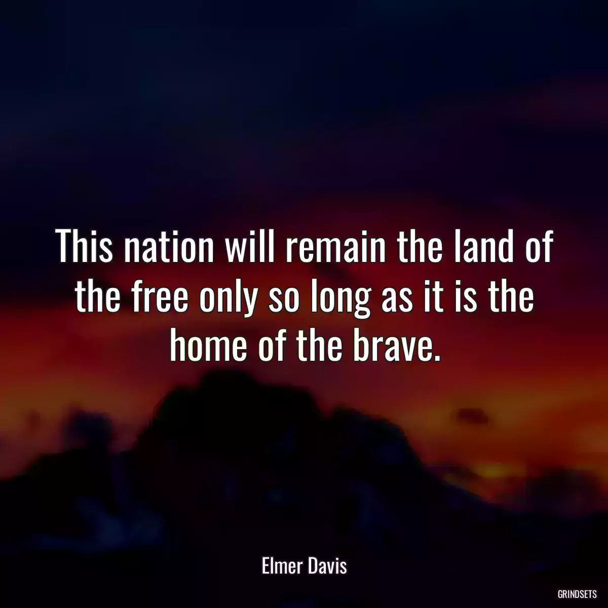 This nation will remain the land of the free only so long as it is the home of the brave.