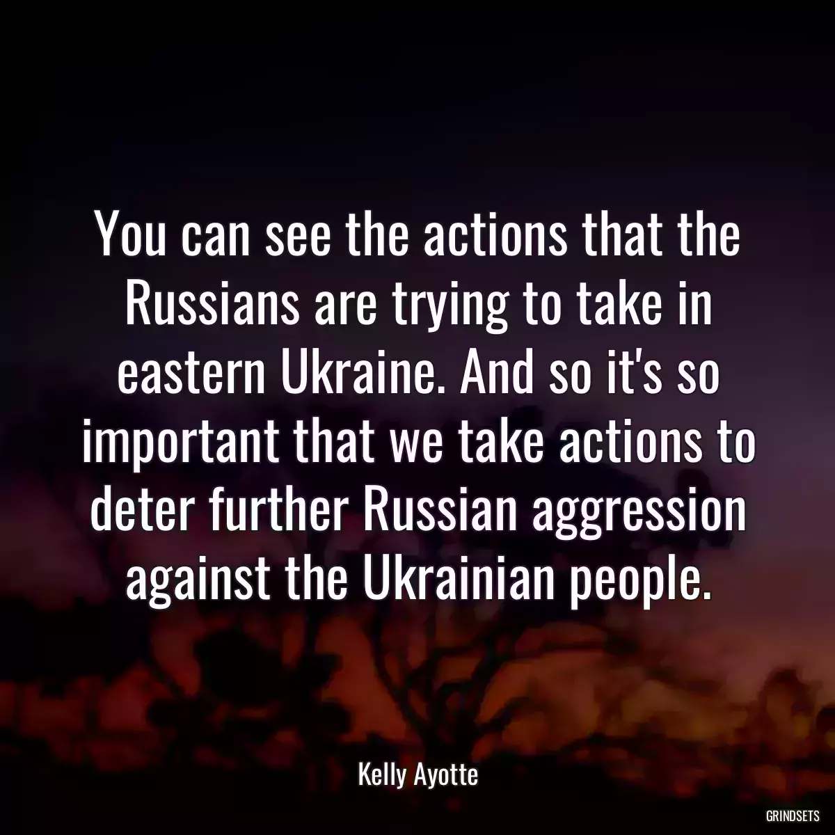 You can see the actions that the Russians are trying to take in eastern Ukraine. And so it\'s so important that we take actions to deter further Russian aggression against the Ukrainian people.