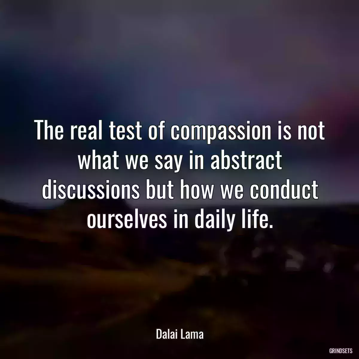 The real test of compassion is not what we say in abstract discussions but how we conduct ourselves in daily life.