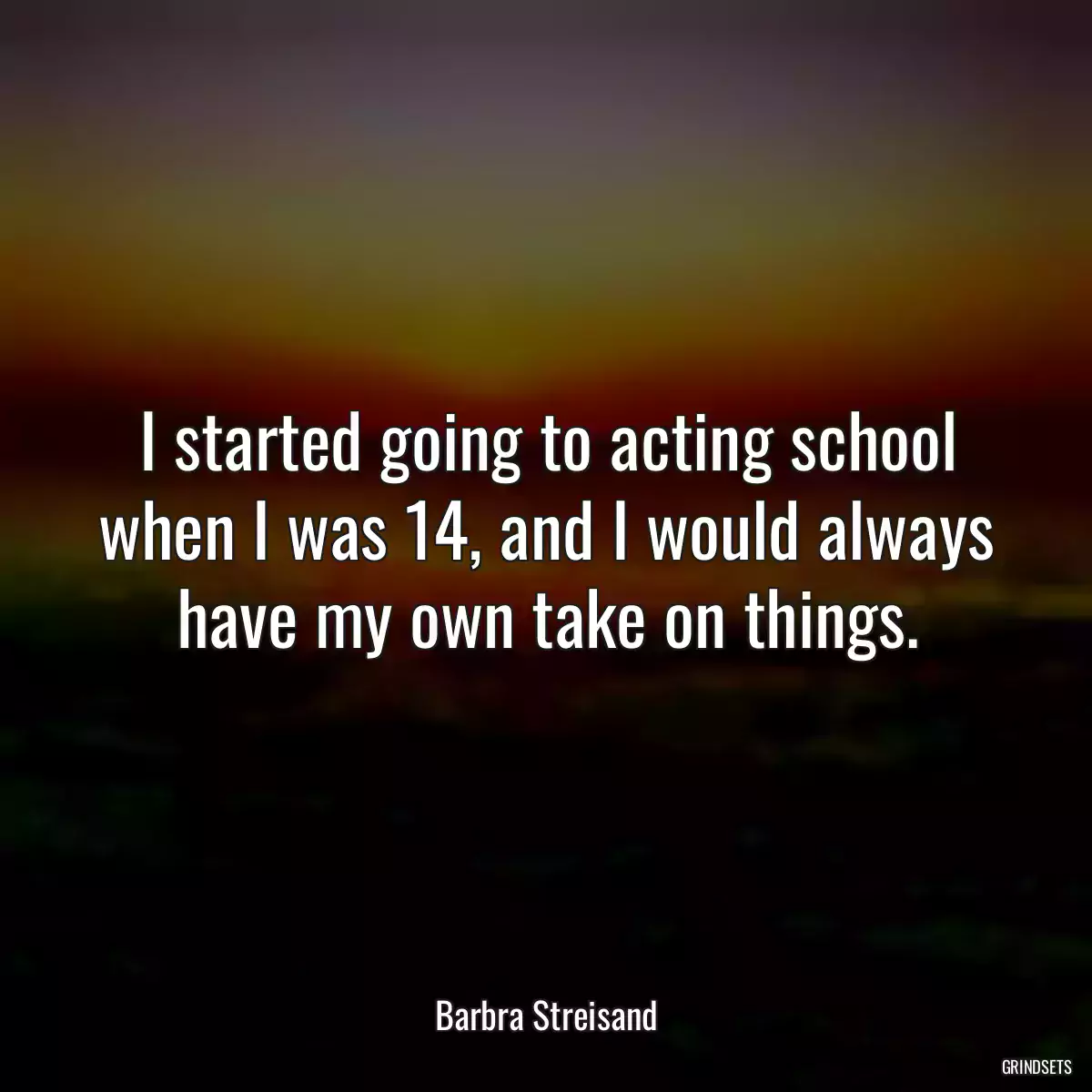 I started going to acting school when I was 14, and I would always have my own take on things.