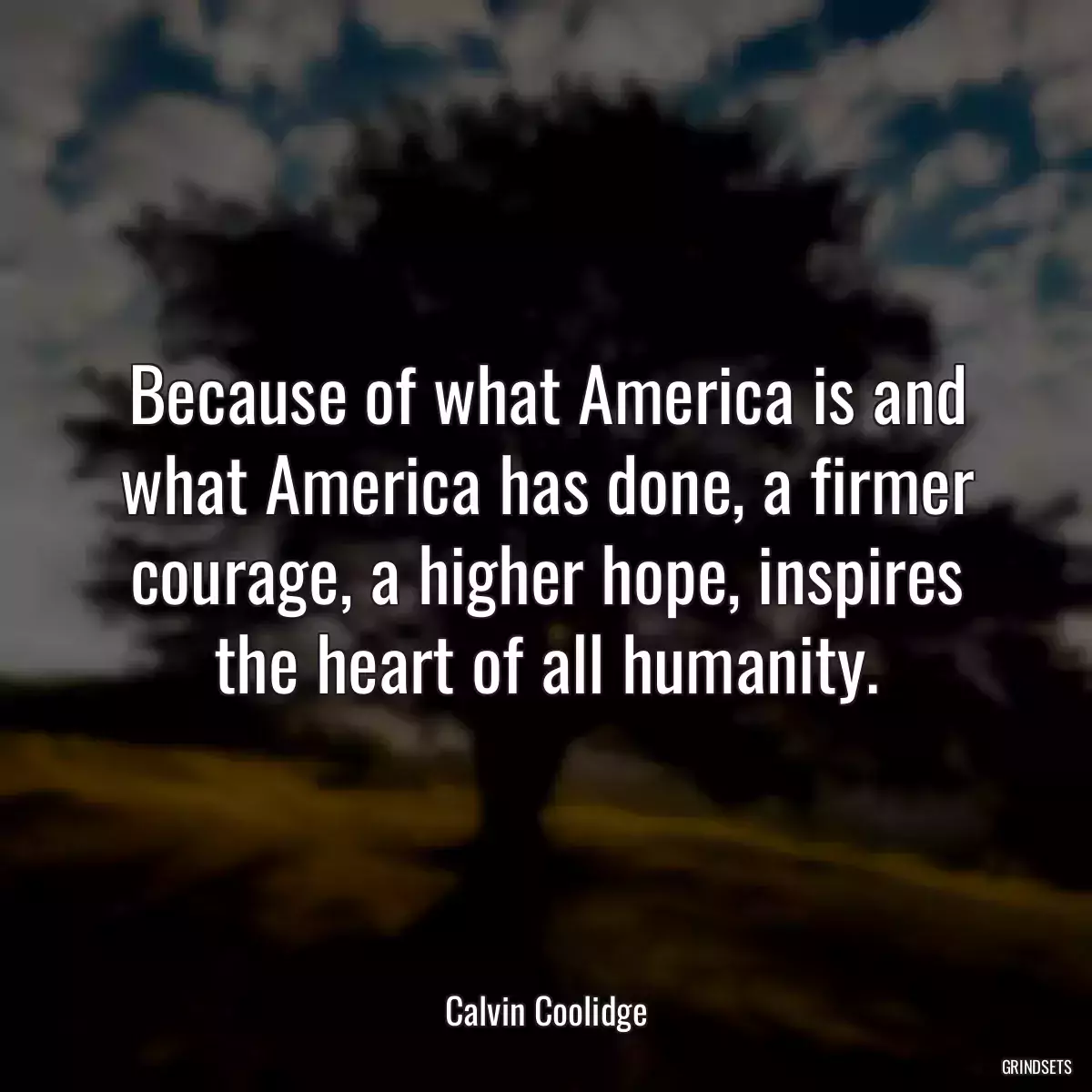 Because of what America is and what America has done, a firmer courage, a higher hope, inspires the heart of all humanity.
