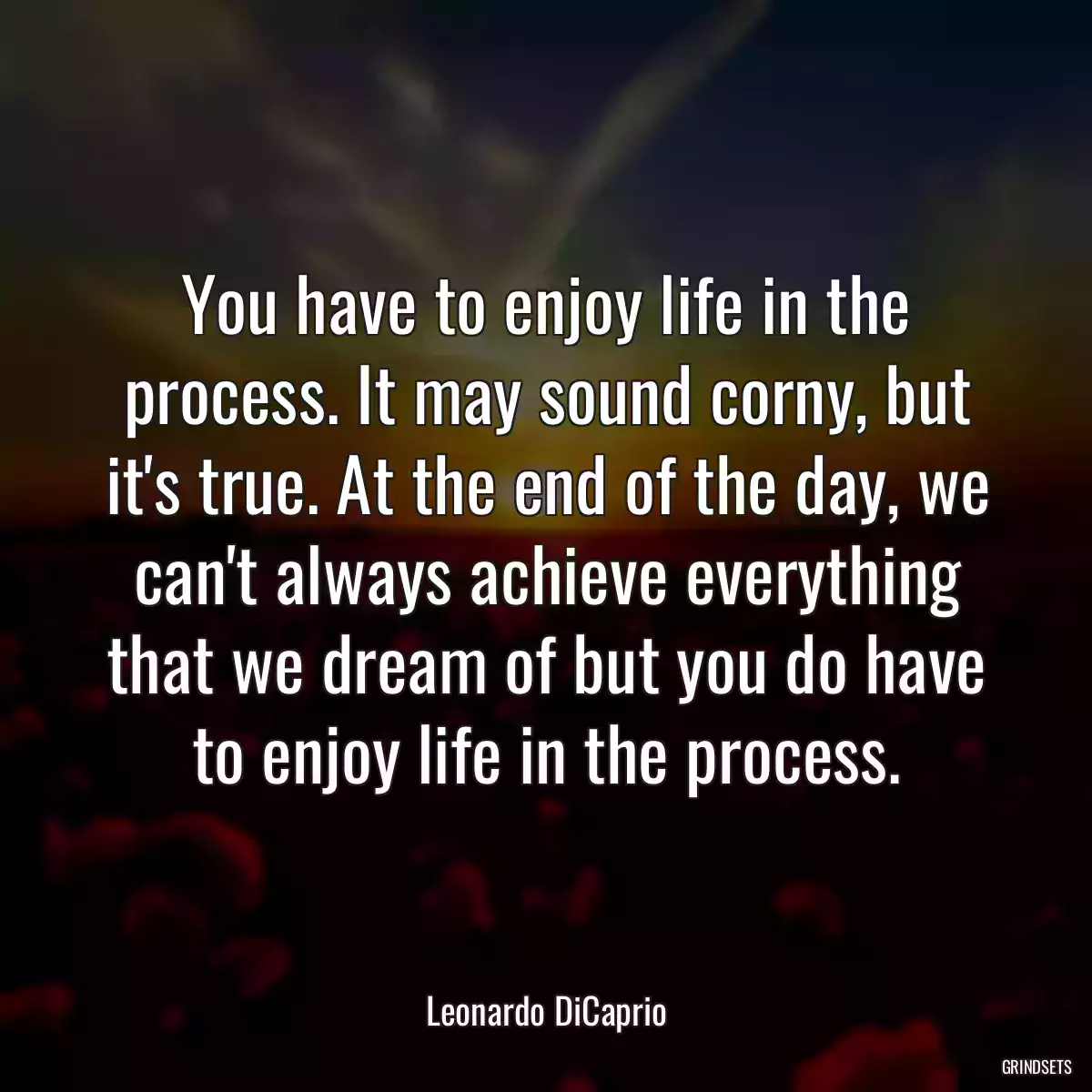 You have to enjoy life in the process. It may sound corny, but it\'s true. At the end of the day, we can\'t always achieve everything that we dream of but you do have to enjoy life in the process.