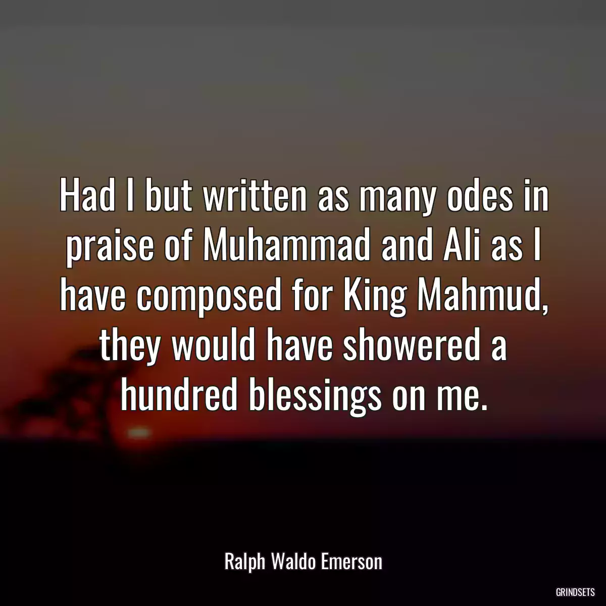 Had I but written as many odes in praise of Muhammad and Ali as I have composed for King Mahmud, they would have showered a hundred blessings on me.