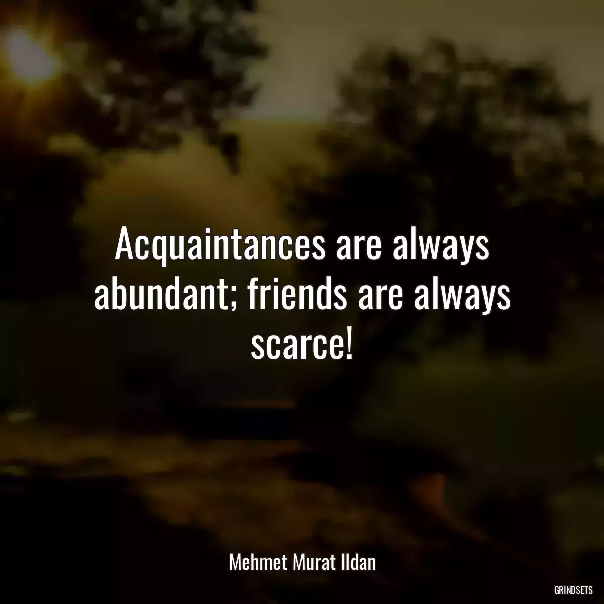 Acquaintances are always abundant; friends are always scarce!