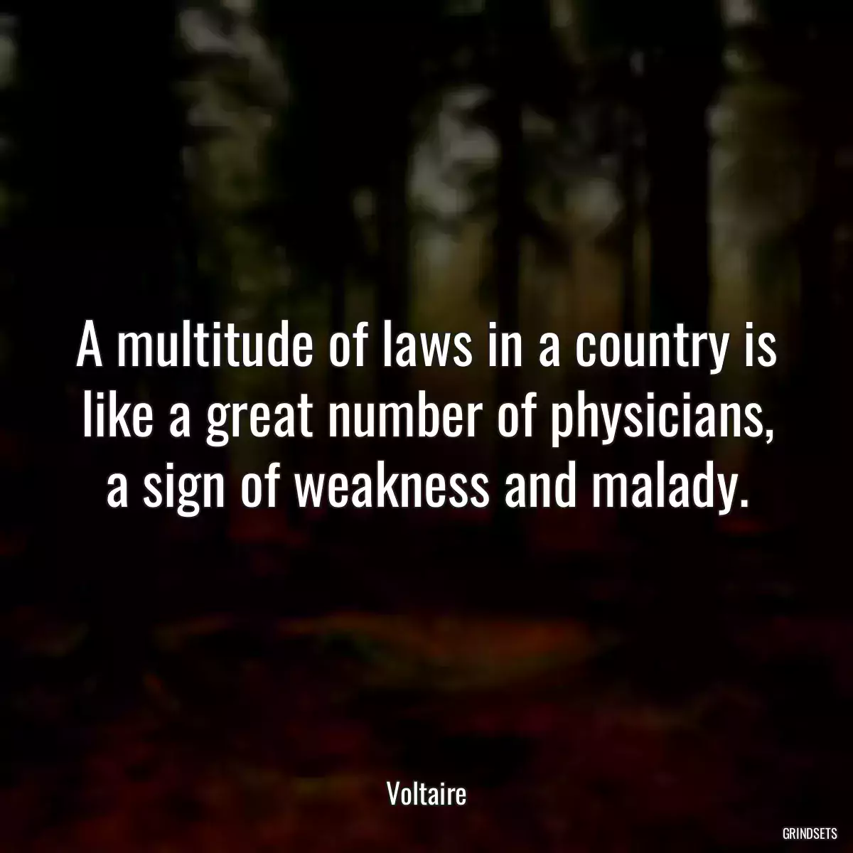 A multitude of laws in a country is like a great number of physicians, a sign of weakness and malady.