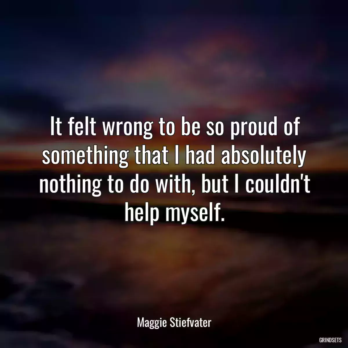 It felt wrong to be so proud of something that I had absolutely nothing to do with, but I couldn\'t help myself.