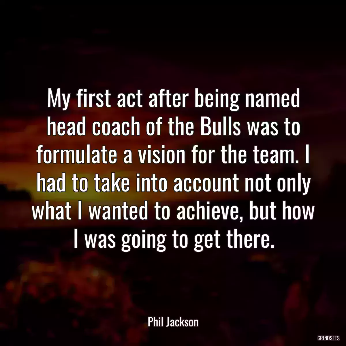 My first act after being named head coach of the Bulls was to formulate a vision for the team. I had to take into account not only what I wanted to achieve, but how I was going to get there.