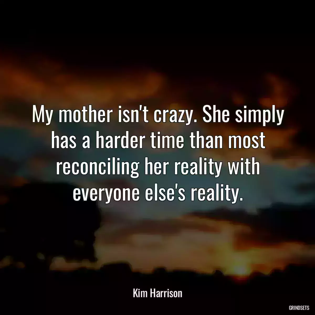 My mother isn\'t crazy. She simply has a harder time than most reconciling her reality with everyone else\'s reality.
