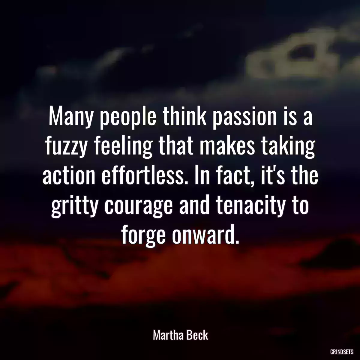 Many people think passion is a fuzzy feeling that makes taking action effortless. In fact, it\'s the gritty courage and tenacity to forge onward.