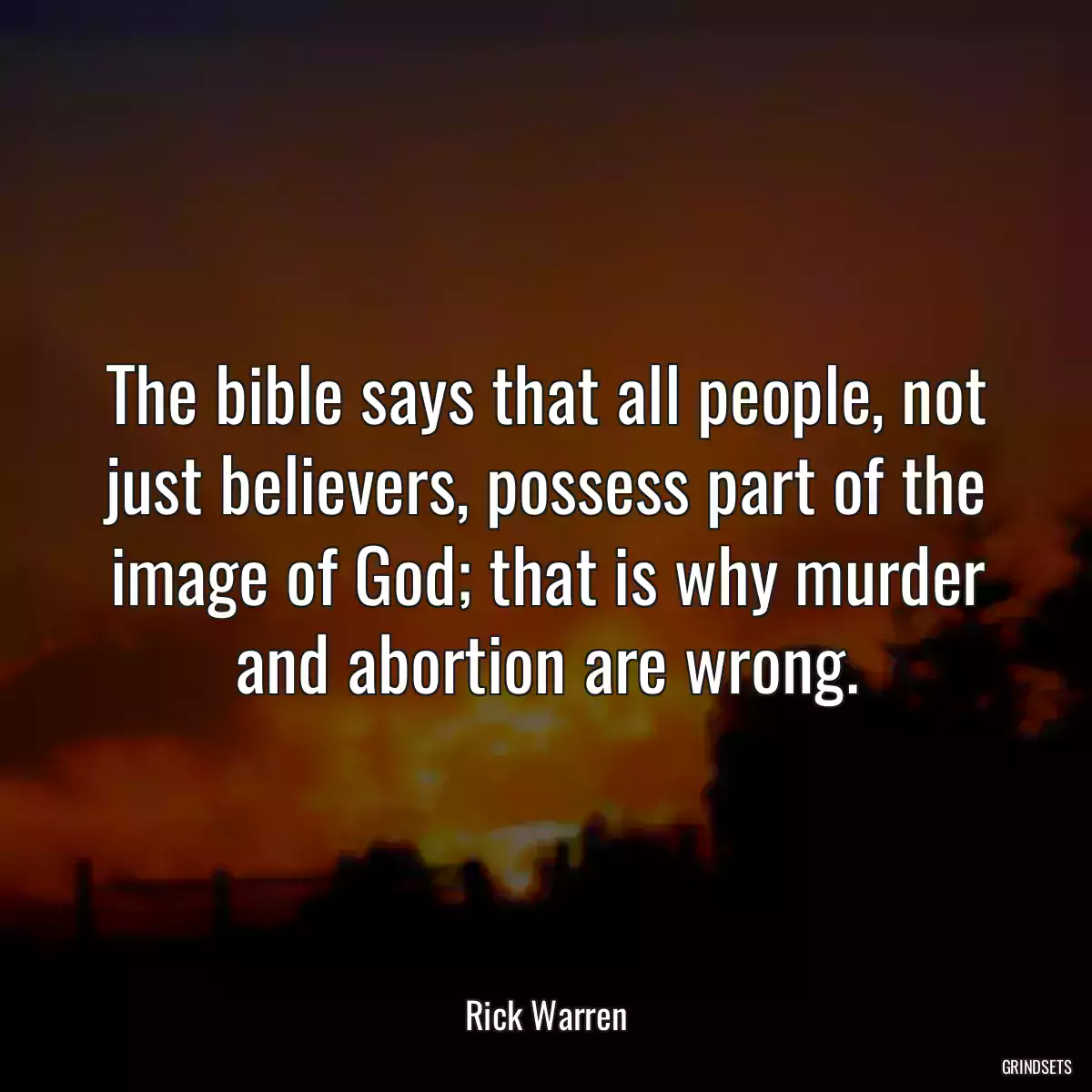 The bible says that all people, not just believers, possess part of the image of God; that is why murder and abortion are wrong.