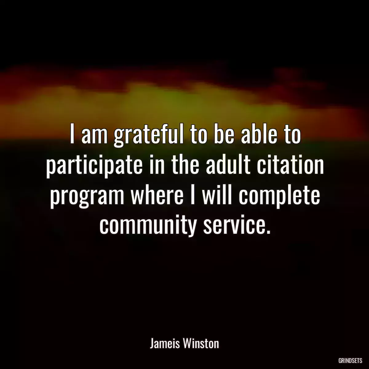 I am grateful to be able to participate in the adult citation program where I will complete community service.