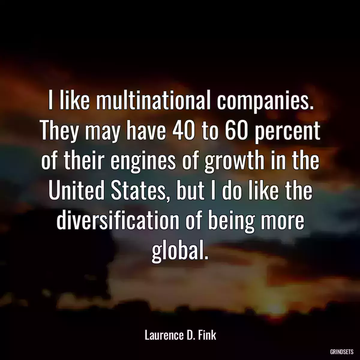 I like multinational companies. They may have 40 to 60 percent of their engines of growth in the United States, but I do like the diversification of being more global.