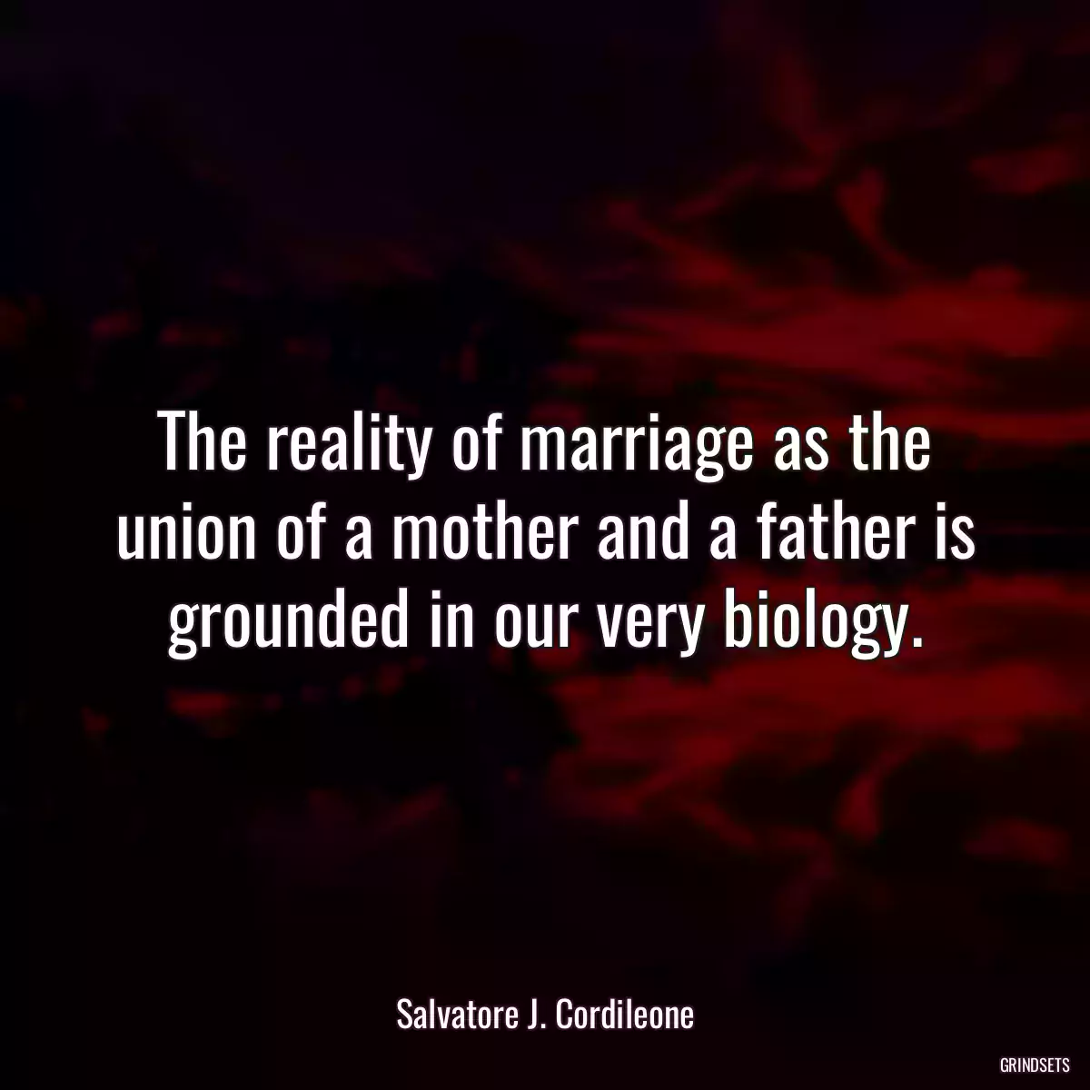 The reality of marriage as the union of a mother and a father is grounded in our very biology.