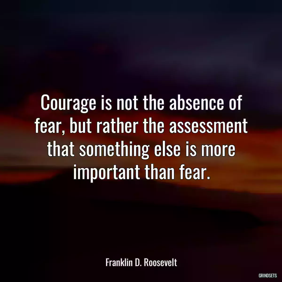 Courage is not the absence of fear, but rather the assessment that something else is more important than fear.