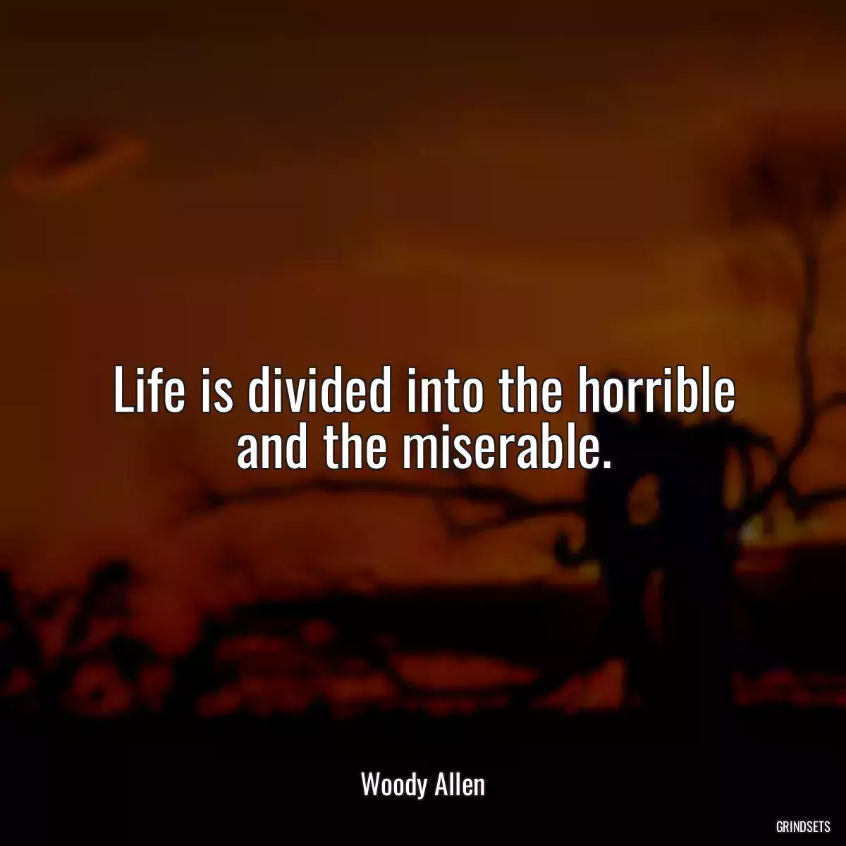 Life is divided into the horrible and the miserable.