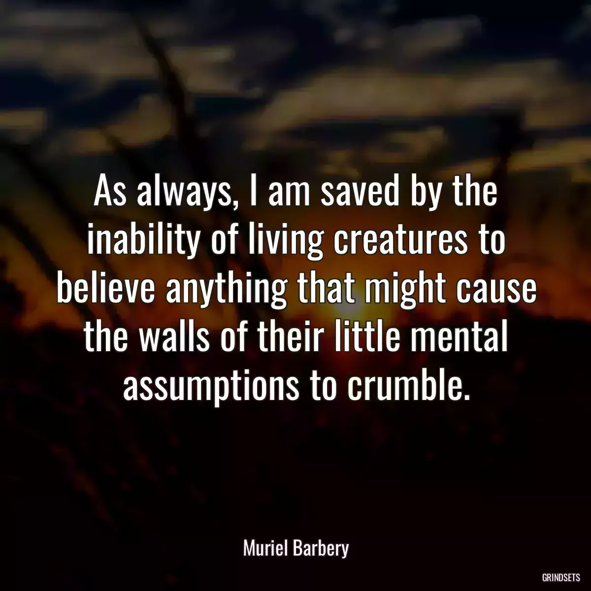 As always, I am saved by the inability of living creatures to believe anything that might cause the walls of their little mental assumptions to crumble.