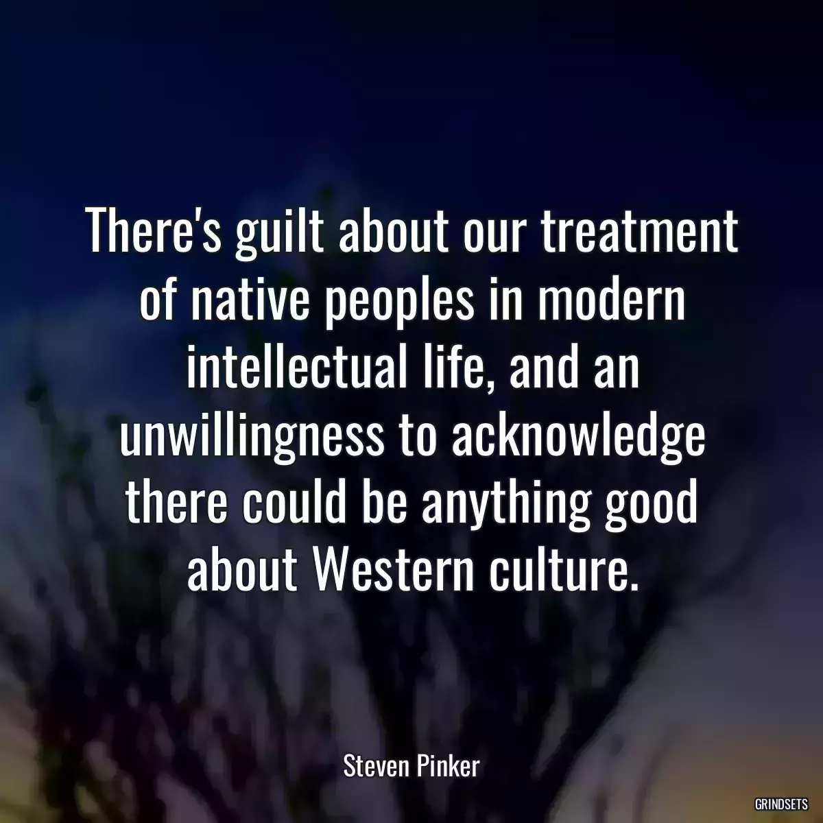 There\'s guilt about our treatment of native peoples in modern intellectual life, and an unwillingness to acknowledge there could be anything good about Western culture.