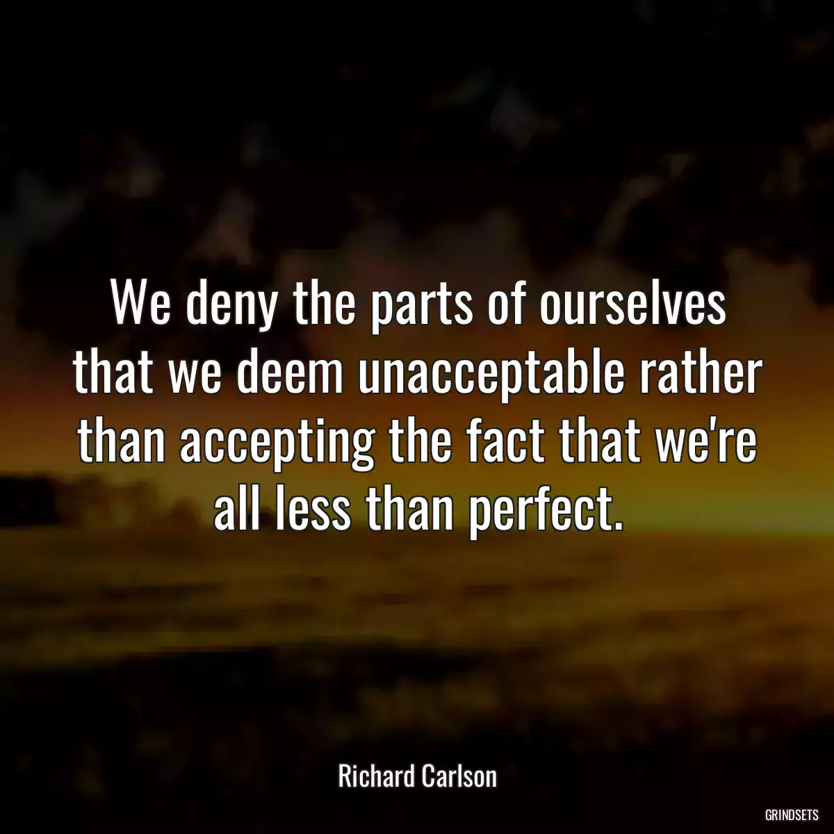 We deny the parts of ourselves that we deem unacceptable rather than accepting the fact that we\'re all less than perfect.