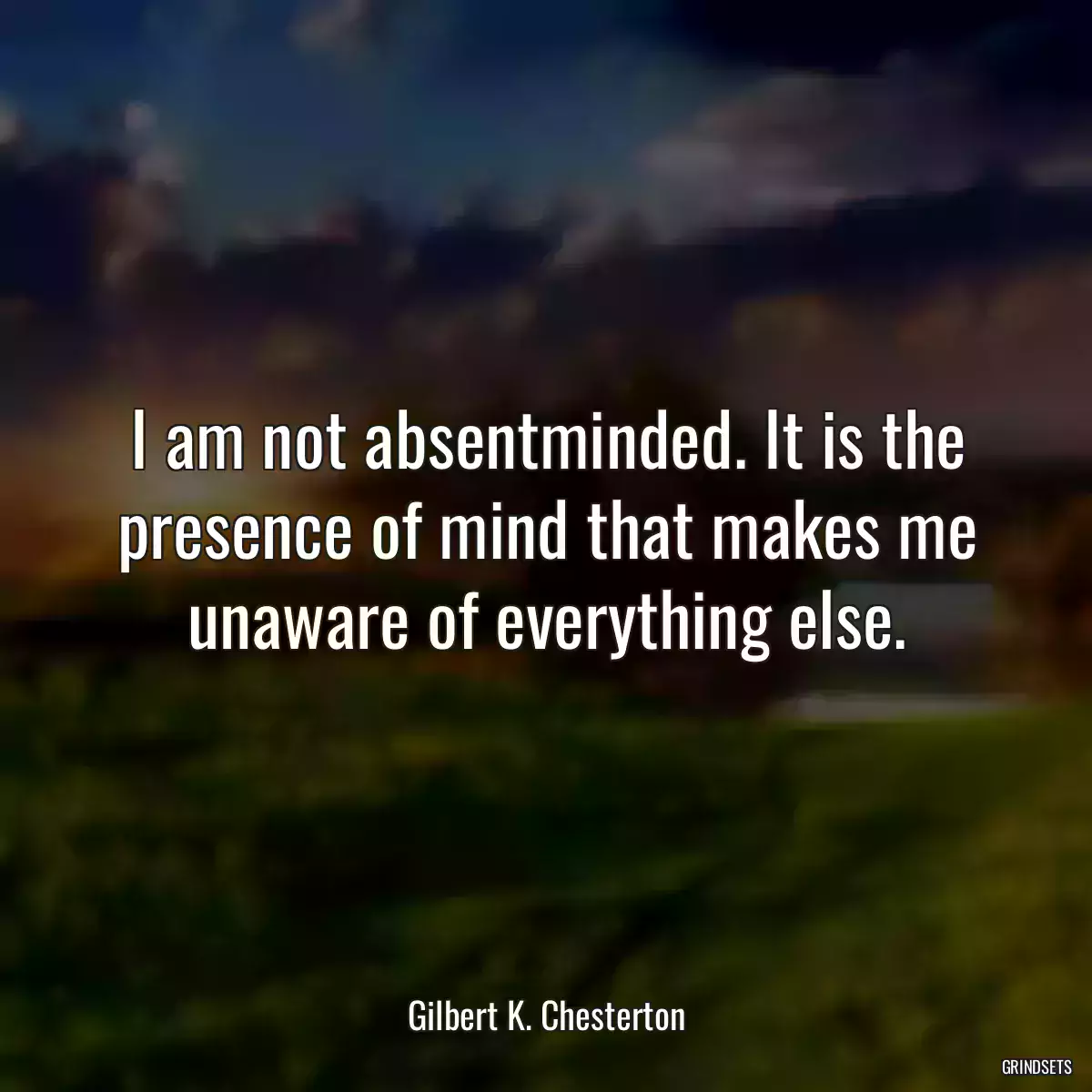 I am not absentminded. It is the presence of mind that makes me unaware of everything else.