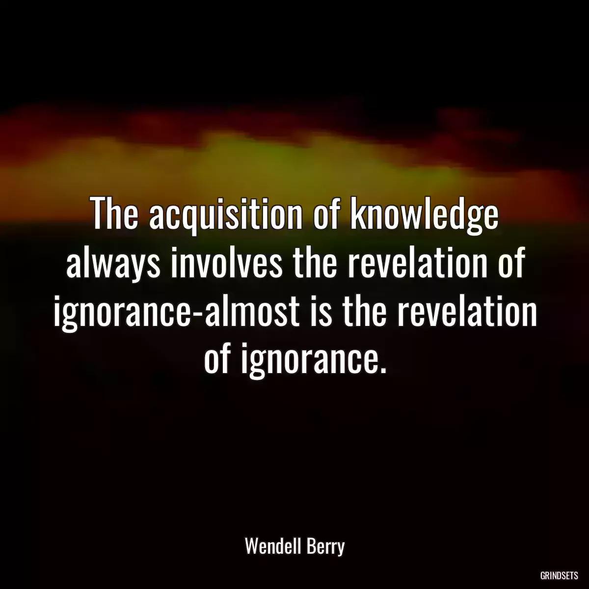 The acquisition of knowledge always involves the revelation of ignorance-almost is the revelation of ignorance.