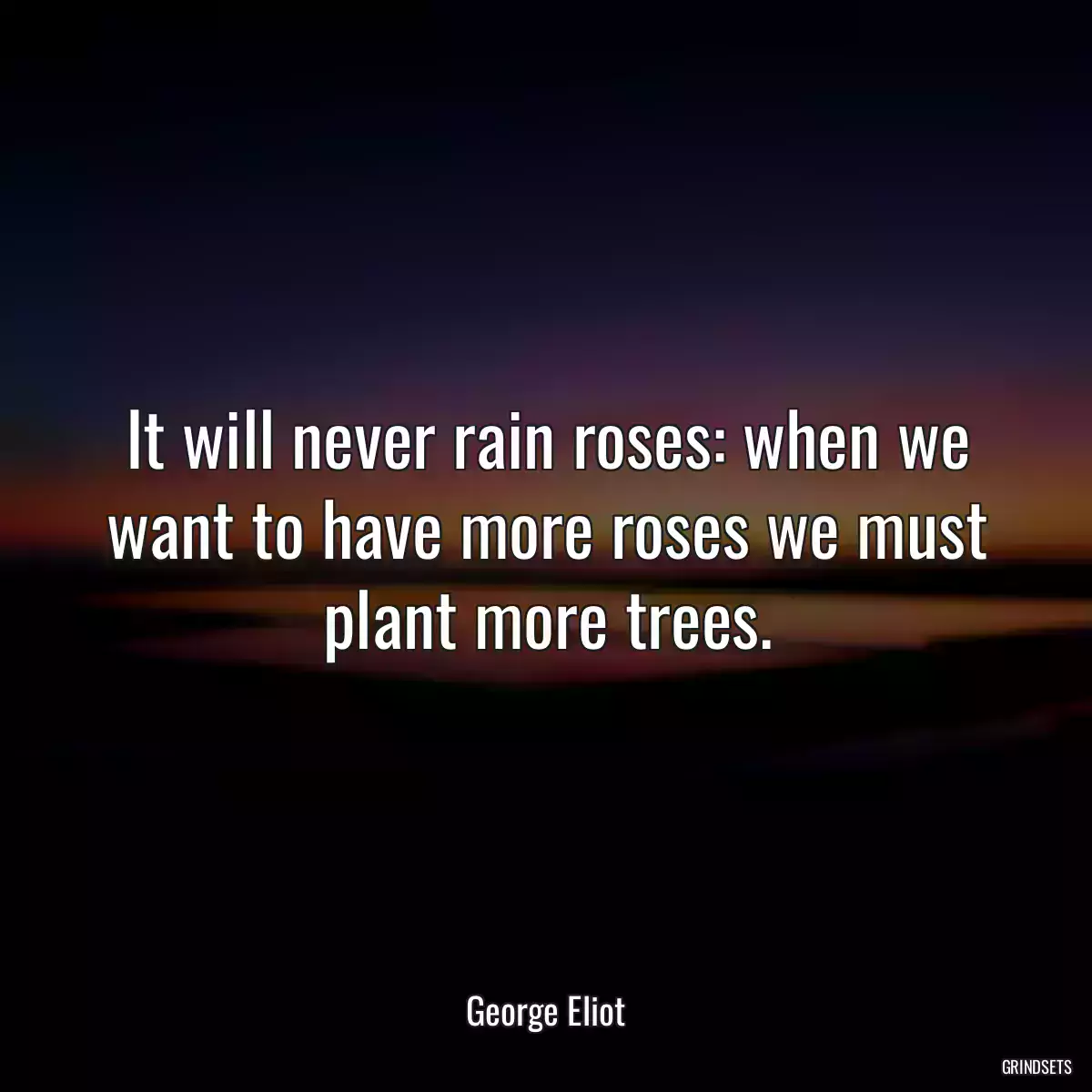 It will never rain roses: when we want to have more roses we must plant more trees.