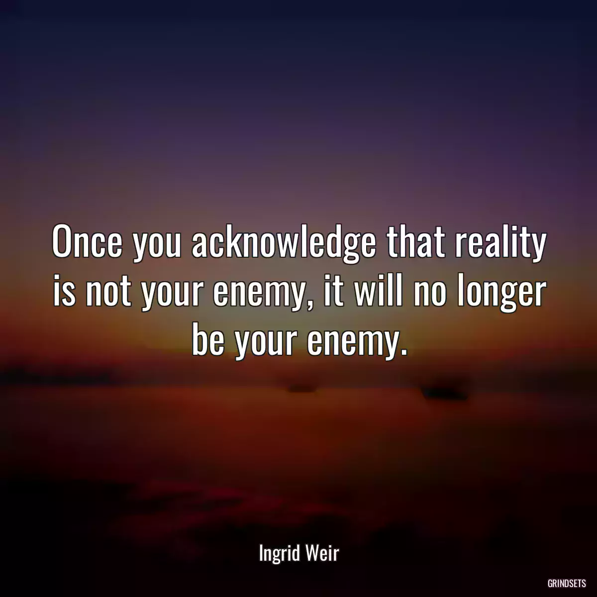 Once you acknowledge that reality is not your enemy, it will no longer be your enemy.