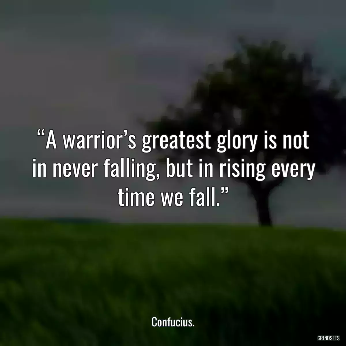 “A warrior’s greatest glory is not in never falling, but in rising every time we fall.”