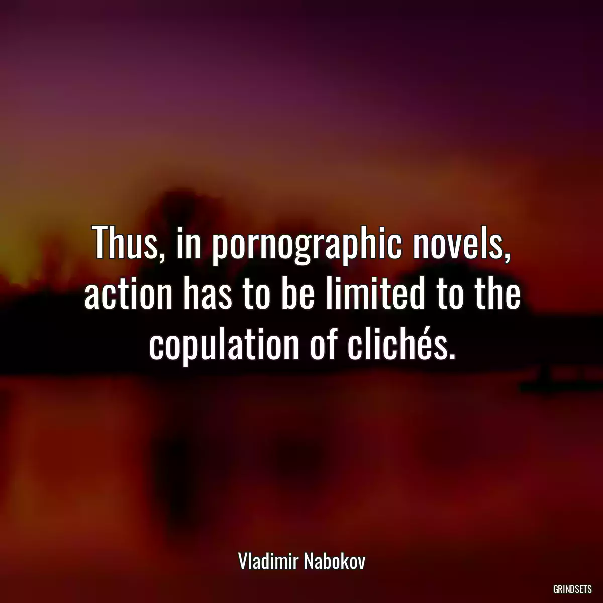 Thus, in pornographic novels, action has to be limited to the copulation of clichés.