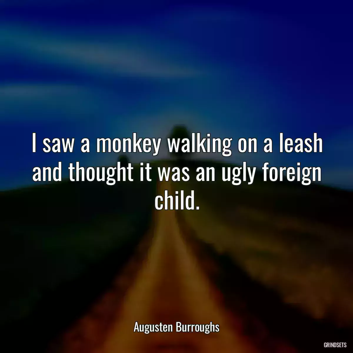 I saw a monkey walking on a leash and thought it was an ugly foreign child.