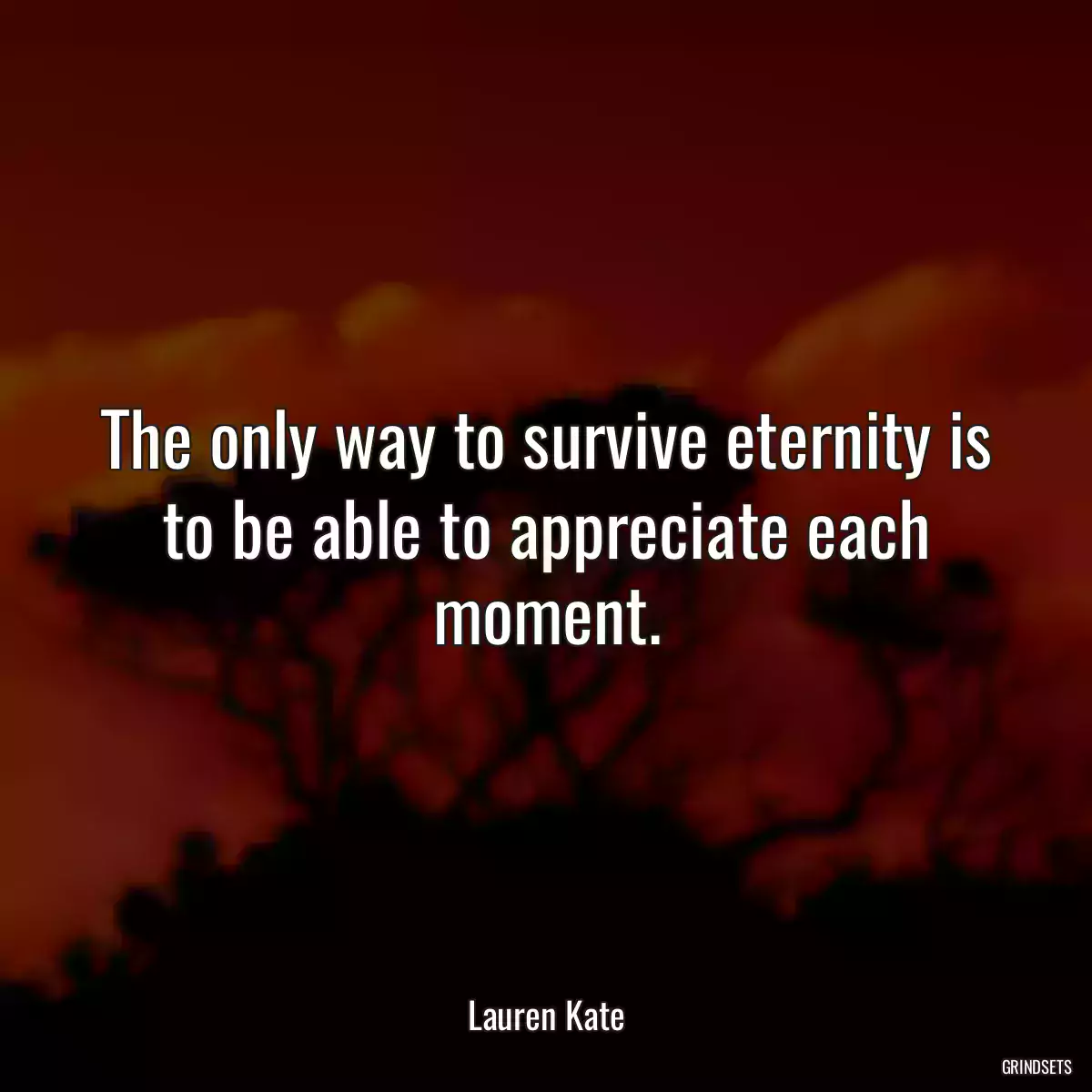 The only way to survive eternity is to be able to appreciate each moment.