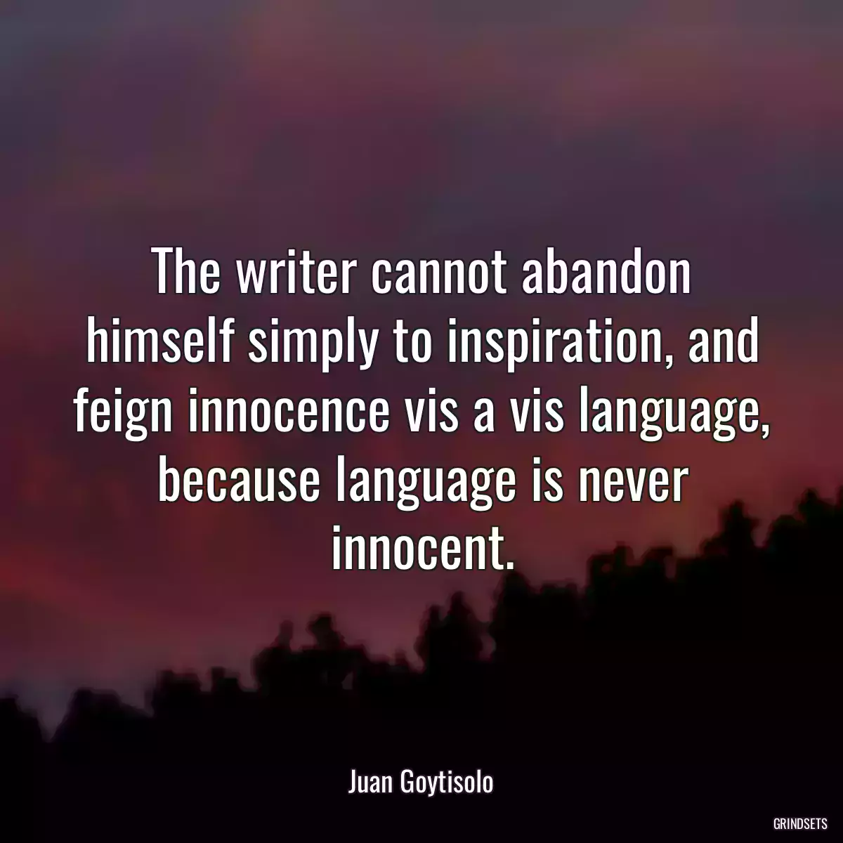 The writer cannot abandon himself simply to inspiration, and feign innocence vis a vis language, because language is never innocent.