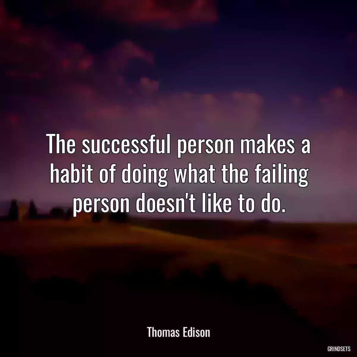 The successful person makes a habit of doing what the failing person doesn\'t like to do.