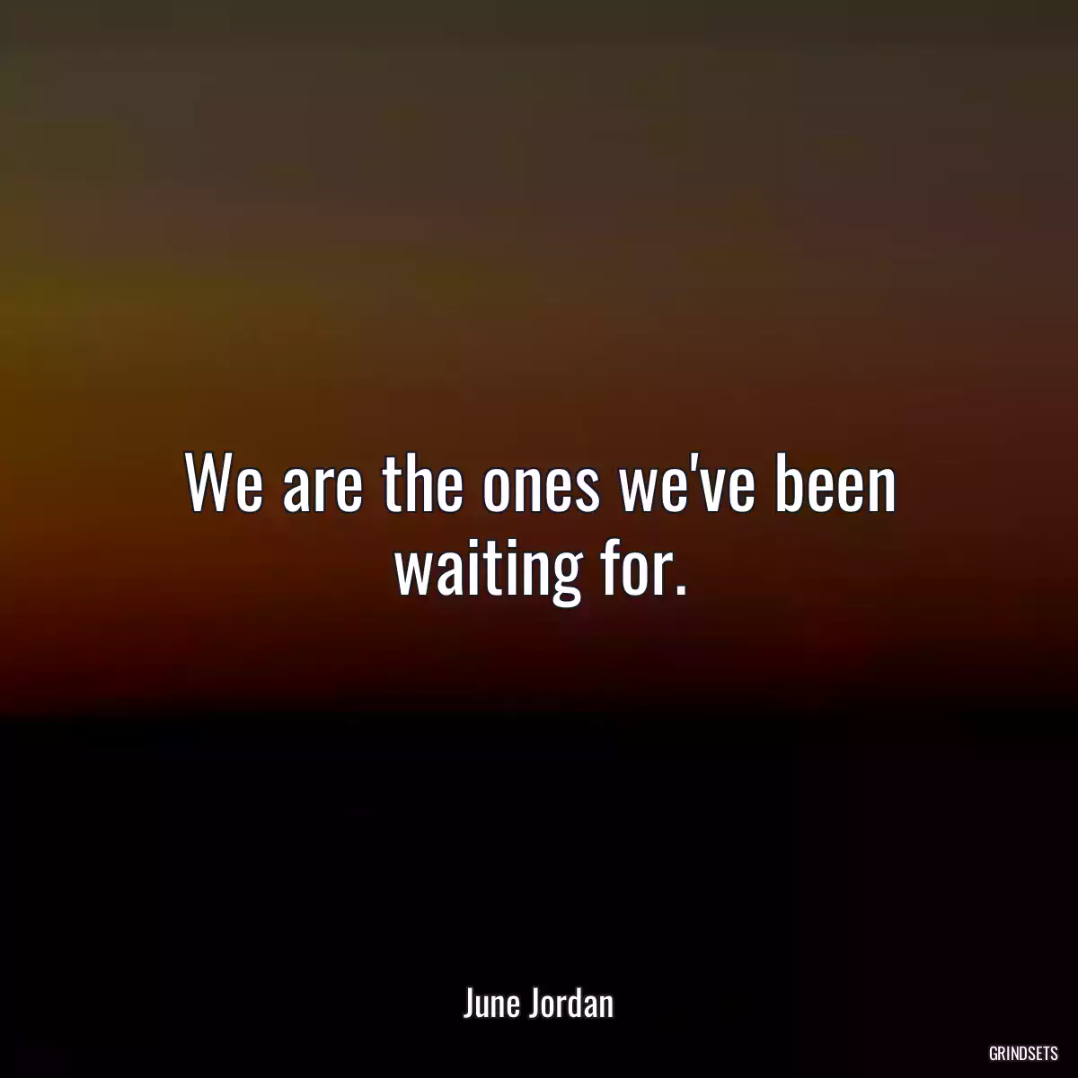 We are the ones we\'ve been waiting for.