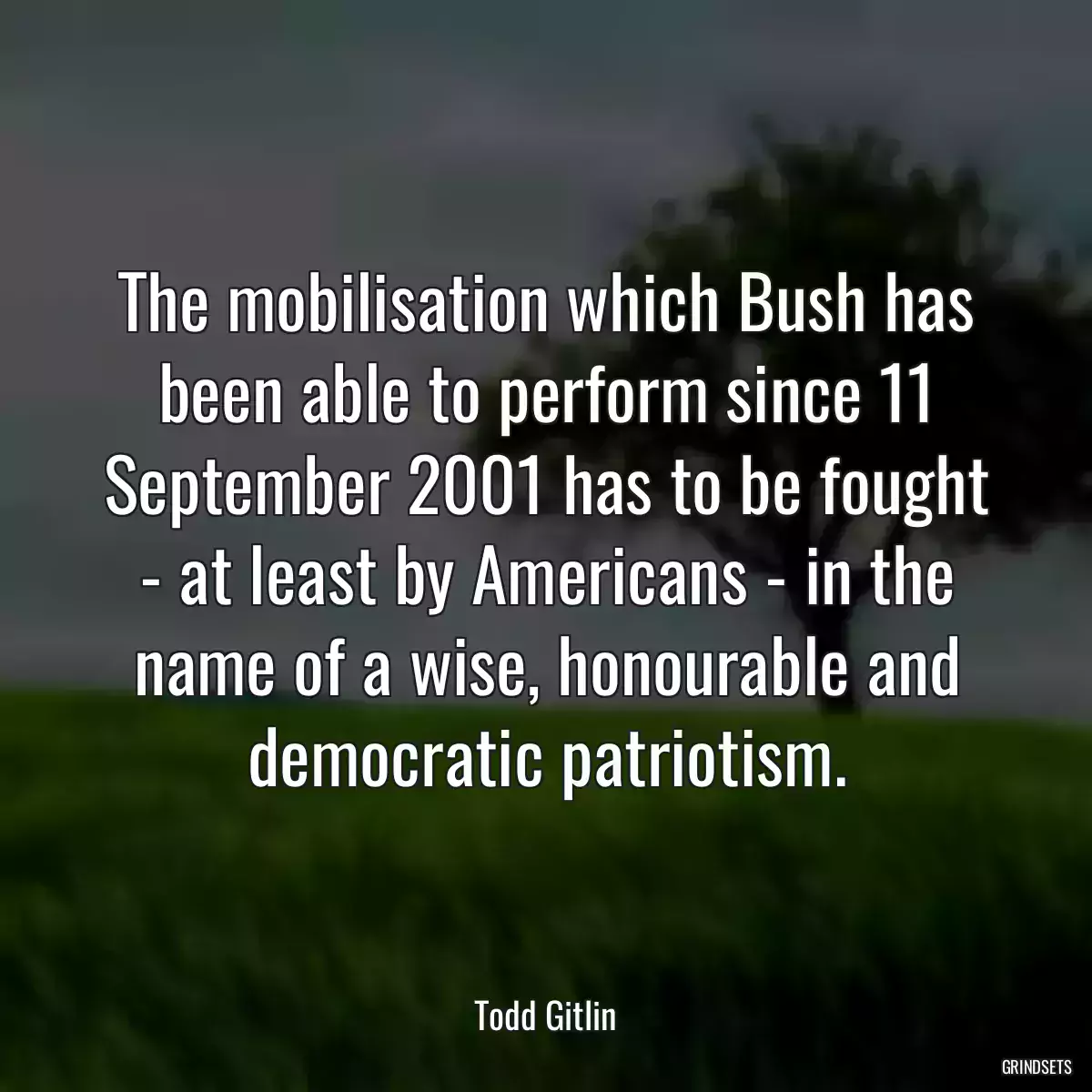 The mobilisation which Bush has been able to perform since 11 September 2001 has to be fought - at least by Americans - in the name of a wise, honourable and democratic patriotism.