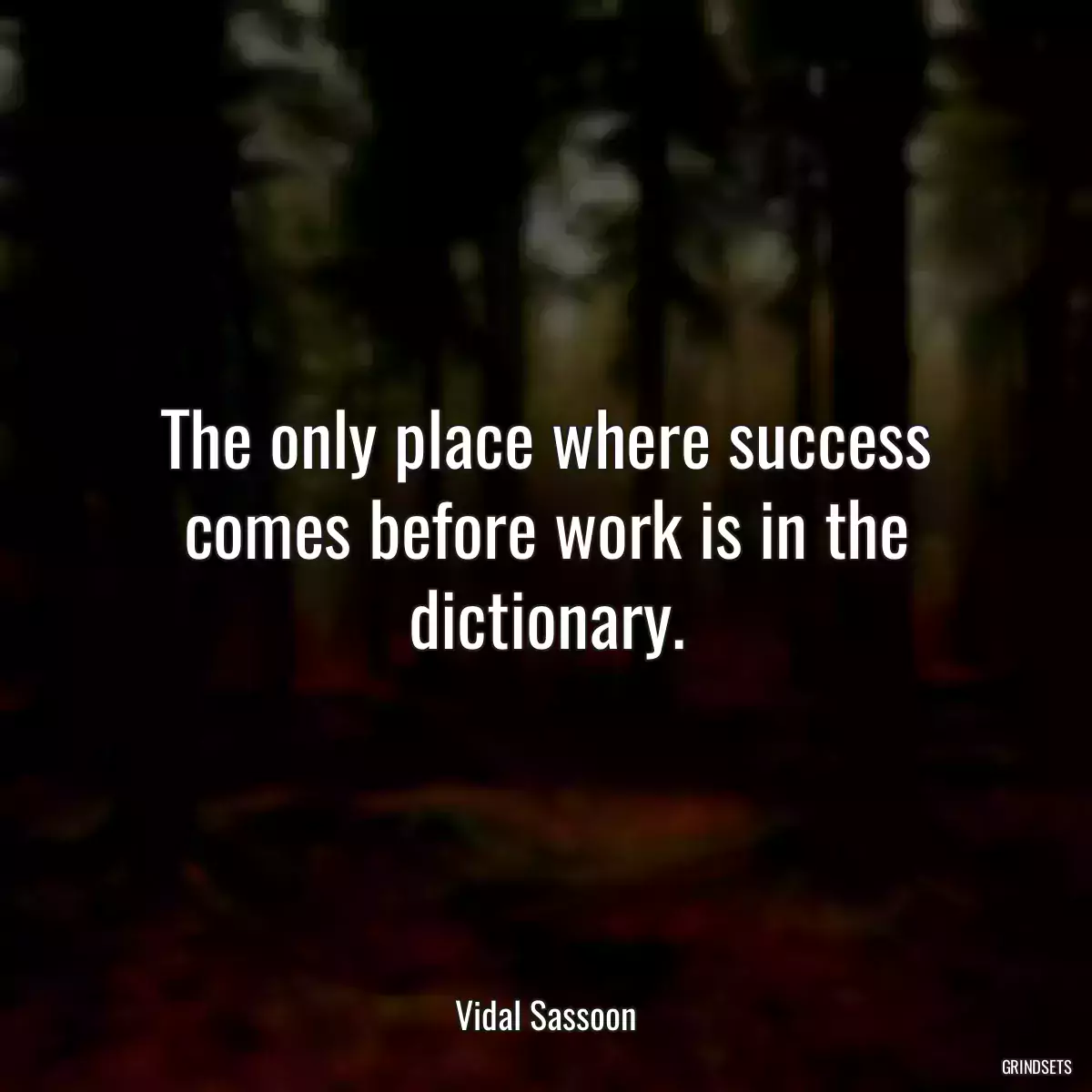 The only place where success comes before work is in the dictionary.