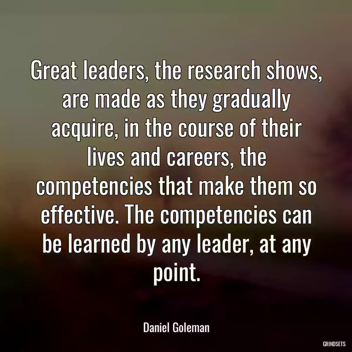 Great leaders, the research shows, are made as they gradually acquire, in the course of their lives and careers, the competencies that make them so effective. The competencies can be learned by any leader, at any point.