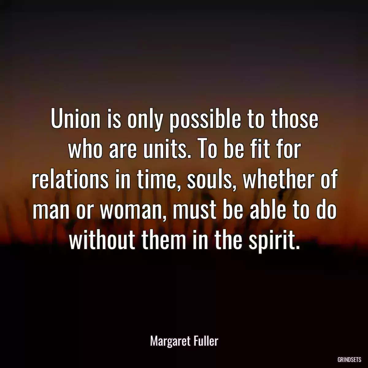 Union is only possible to those who are units. To be fit for relations in time, souls, whether of man or woman, must be able to do without them in the spirit.