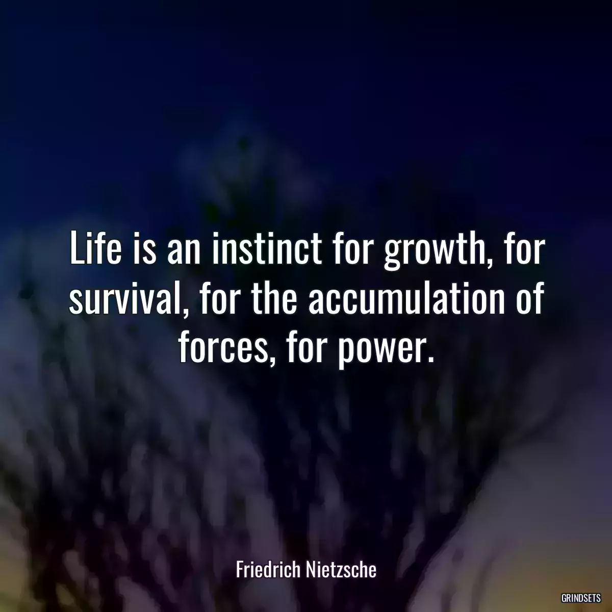 Life is an instinct for growth, for survival, for the accumulation of forces, for power.